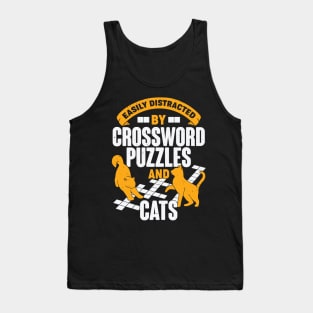 Easily Distracted By Crossword Puzzles And Cats Tank Top